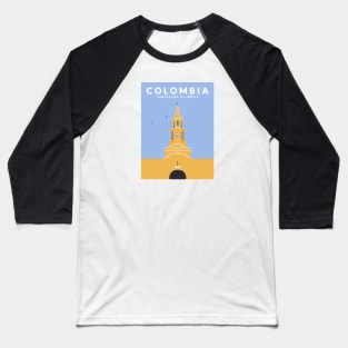 Cartagena, Colombia Clock Tower Travel Poster Baseball T-Shirt